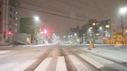 雪の降っている札幌市内
