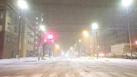 雪の降っている札幌市内
