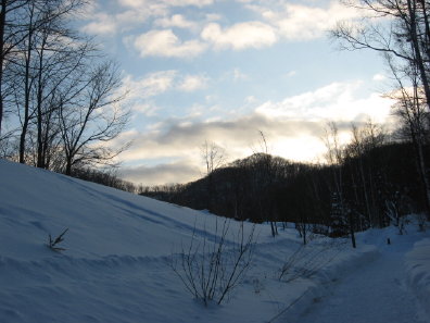 夕方の雪景色